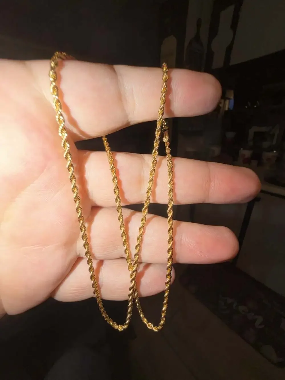 14K Yellow Gold pvd plated 2mm Diamond Cut Rope Chain 21 inch - Picture 1 of 4